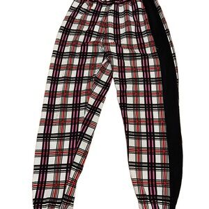 Miss Chievous Multi Color Plaid Jogger Pants with Black Side Stripe size‎ small